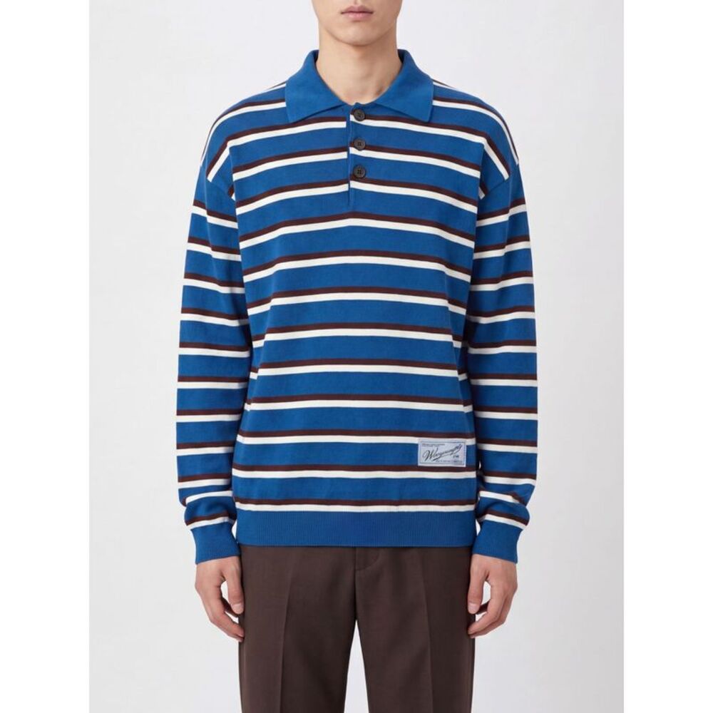Wooyoungmi Men Striped Long-Sleeved Knit Polo Shirt Wooyoungmi In Viscose Blend
